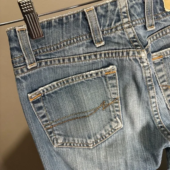 Vintage BKE Harbor Distressed Frayed 100% Cotton Long Flare Jeans Size 25 Y2K - Picture 8 of 12